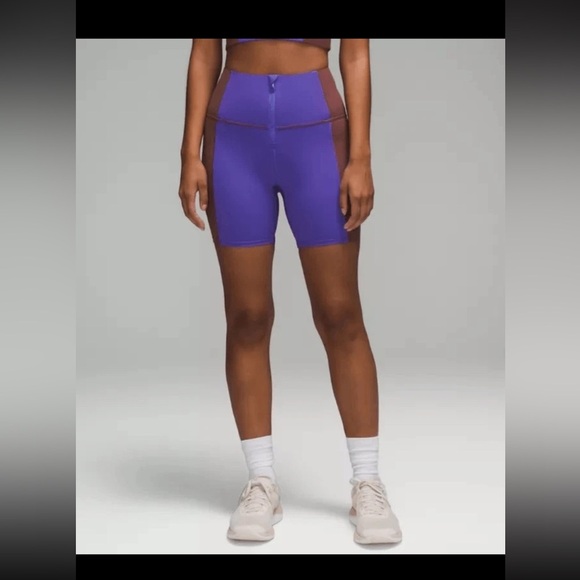 Lululemon Hike to Swim Short 6 purple brown logo zipper spring  workout outdoor - Picture 1 of 4